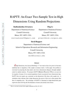 RAPTT: An Exact Two-Sample Test in High Dimensions Using Random
  Projections