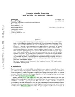 Learning modular structures from network data and node variables