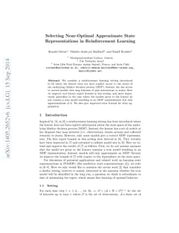 Selecting Near-Optimal Approximate State Representations in
  Reinforcement Learning