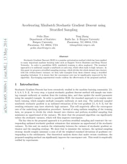 Accelerating Minibatch Stochastic Gradient Descent using Stratified
  Sampling