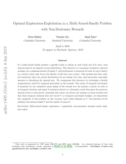 Optimal Exploration-Exploitation in a Multi-Armed-Bandit Problem with
  Non-stationary Rewards