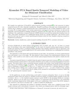 Kronecker PCA Based Spatio-Temporal Modeling of Video for Dismount
  Classification