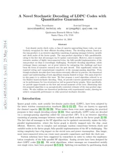 A Novel Stochastic Decoding of LDPC Codes with Quantitative Guarantees