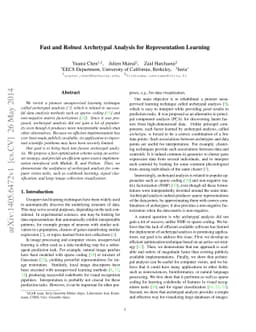 Fast and Robust Archetypal Analysis for Representation Learning
