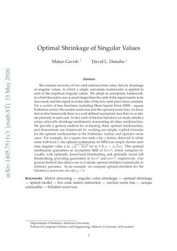 Optimal Shrinkage of Singular Values