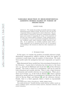 Variable selection in high-dimensional additive models based on norms of
  projections