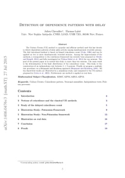 Detection of dependence patterns with delay
