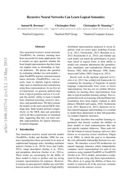 Recursive Neural Networks Can Learn Logical Semantics