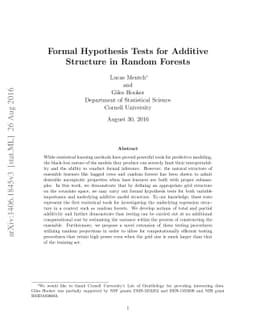 Formal Hypothesis Tests for Additive Structure in Random Forests