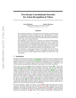 Two-Stream Convolutional Networks for Action Recognition in Videos