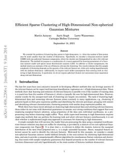 Efficient Sparse Clustering of High-Dimensional Non-spherical Gaussian
  Mixtures