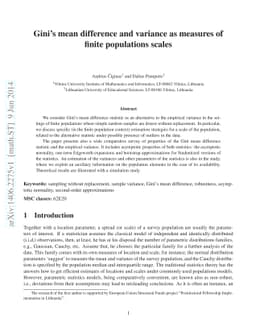 Gini's mean difference and variance as measures of finite populations
  scales
