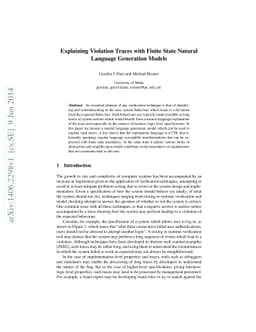 Explaining Violation Traces with Finite State Natural Language
  Generation Models
