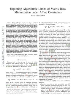 Exploring Algorithmic Limits of Matrix Rank Minimization under Affine
  Constraints