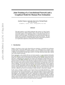 Joint Training of a Convolutional Network and a Graphical Model for
  Human Pose Estimation