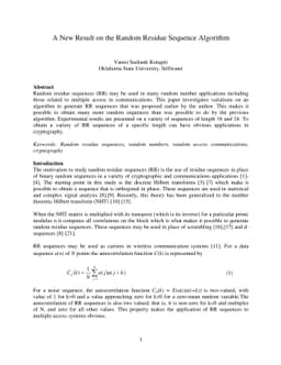 A New Result on the Random Residue Sequence Algorithm