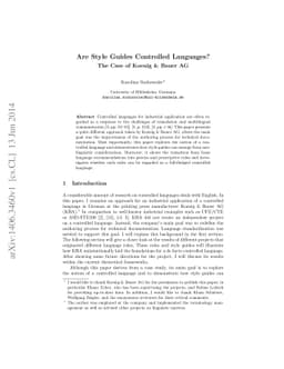 Are Style Guides Controlled Languages? The Case of Koenig & Bauer AG
