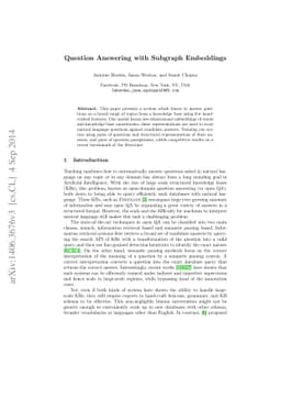 Question Answering with Subgraph Embeddings