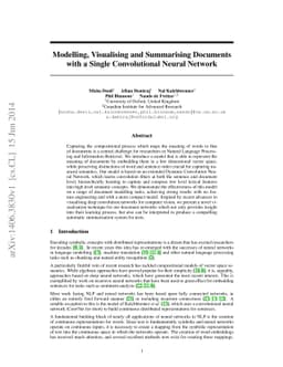Modelling, Visualising and Summarising Documents with a Single
  Convolutional Neural Network