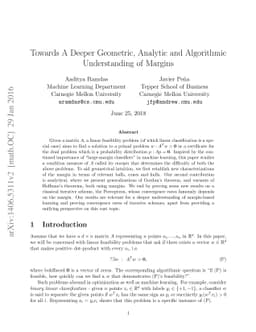 Towards A Deeper Geometric, Analytic and Algorithmic Understanding of
  Margins