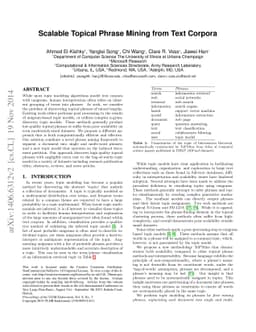 Scalable Topical Phrase Mining from Text Corpora