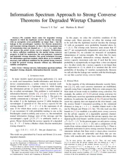 Information Spectrum Approach to Strong Converse Theorems for Degraded
  Wiretap Channels