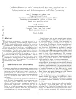 Coalition Formation and Combinatorial Auctions; Applications to
  Self-organization and Self-management in Utility Computing