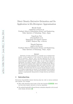 Direct Density-Derivative Estimation and Its Application in
  KL-Divergence Approximation