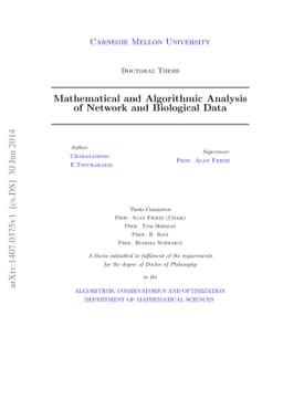 Mathematical and Algorithmic Analysis of Network and Biological Data