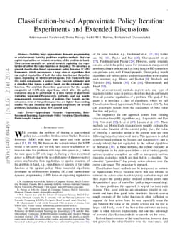 Classification-based Approximate Policy Iteration: Experiments and
  Extended Discussions
