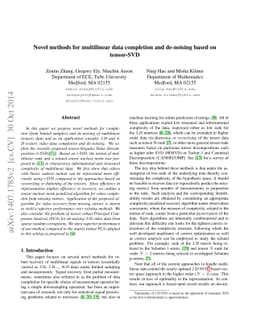 Novel methods for multilinear data completion and de-noising based on
  tensor-SVD