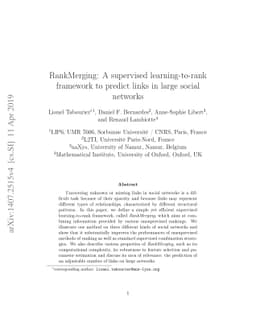 RankMerging: A supervised learning-to-rank framework to predict links in large social network