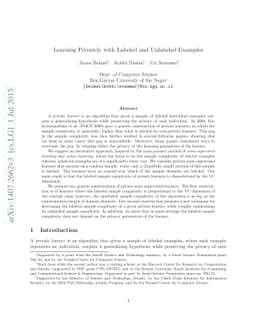 Learning Privately with Labeled and Unlabeled Examples