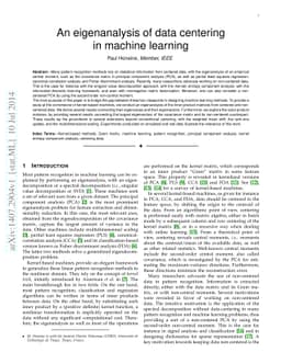 An eigenanalysis of data centering in machine learning