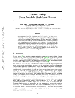 Altitude Training: Strong Bounds for Single-Layer Dropout