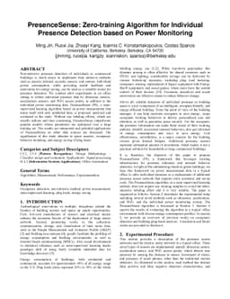 PresenceSense: Zero-training Algorithm for Individual Presence Detection
  based on Power Monitoring