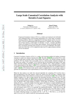 Large scale canonical correlation analysis with iterative least squares