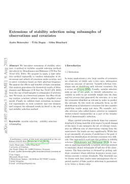 Extensions of stability selection using subsamples of observations and
  covariates