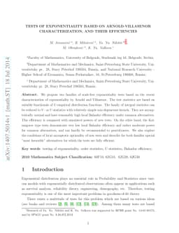 Tests of exponentiality based on Arnold-Villasenor characterization, and
  their efficiencies