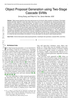 Object Proposal Generation using Two-Stage Cascade SVMs