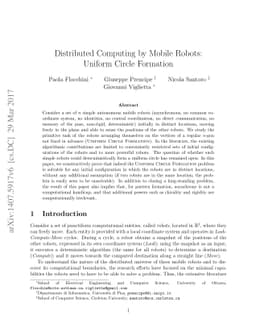 Distributed Computing by Mobile Robots: Uniform Circle Formation