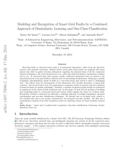 Modeling and Recognition of Smart Grid Faults by a Combined Approach of
  Dissimilarity Learning and One-Class Classification