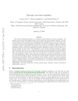 Entropic one-class classifiers