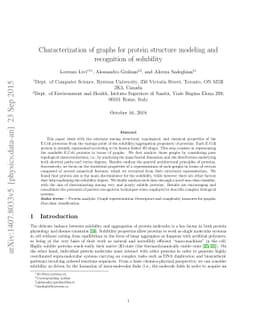 Characterization of graphs for protein structure modeling and
  recognition of solubility