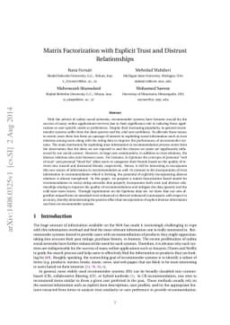 Matrix Factorization with Explicit Trust and Distrust Relationships