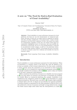 A note on "The Need for End-to-End Evaluation of Cloud Availability"