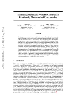 Estimating Maximally Probable Constrained Relations by Mathematical
  Programming