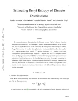 Estimating Renyi Entropy of Discrete Distributions
