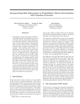 Incorporating Side Information in Probabilistic Matrix Factorization
  with Gaussian Processes