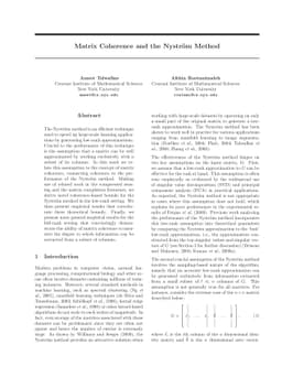 Matrix Coherence and the Nystrom Method